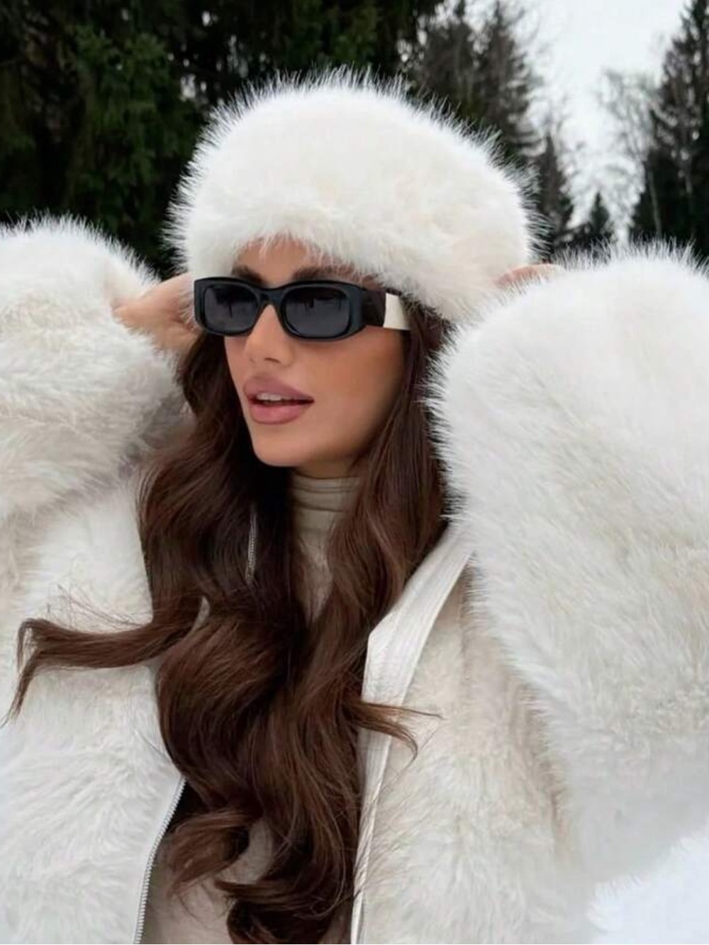 1pc Women's Solid Color Fluffy Hat, Soft Comfortable Warm Minimalist Cap,